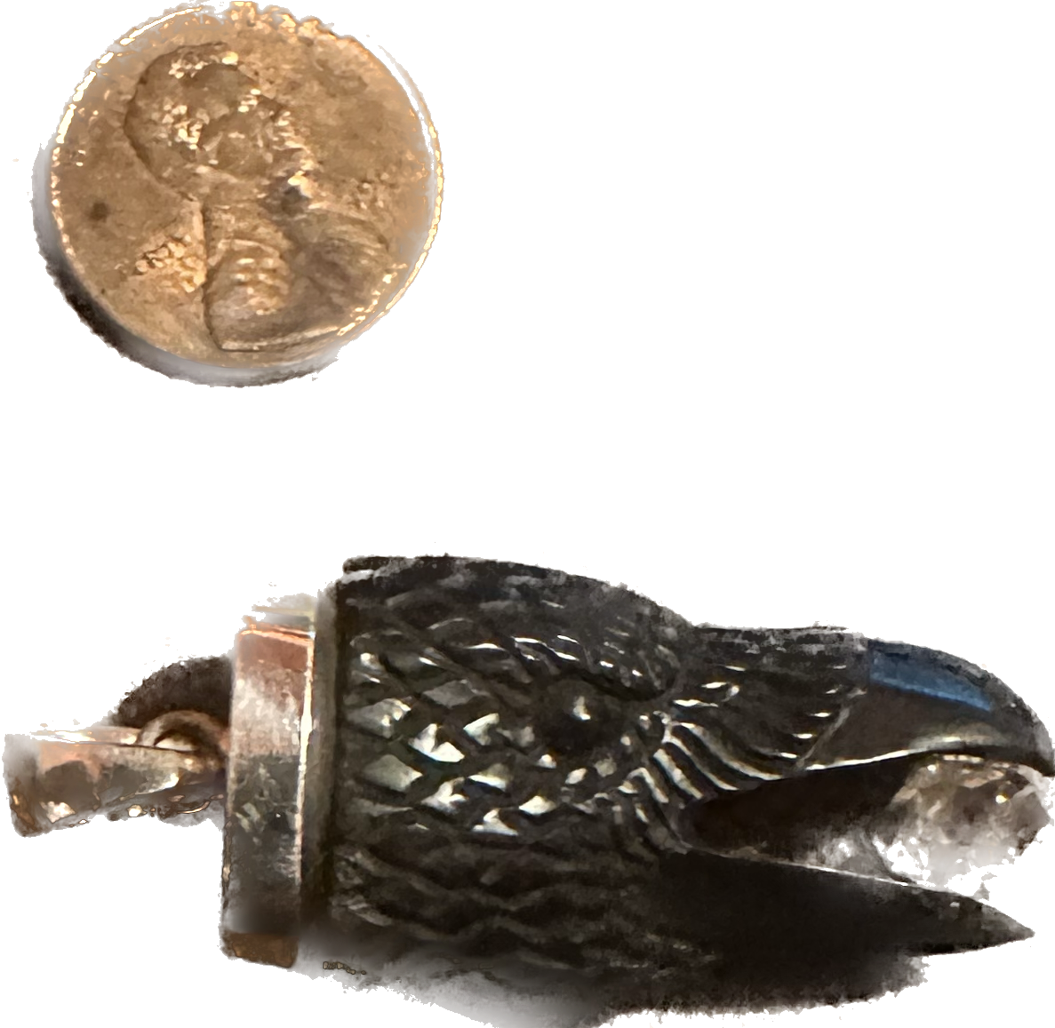 Hand carved jet crow with crystal