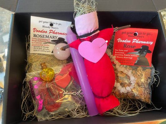 Bloody Mary Voodoo Love box kit - love potion, spells, candles, dolls ++